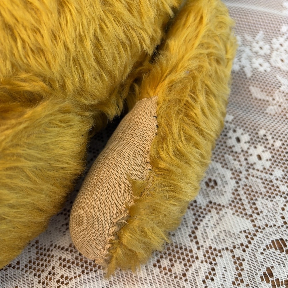 Antique 1920s Golden Mohair Teddy Bear Fully Jointed Hump Back Glass Eyes 16in - Picture 15 of 16